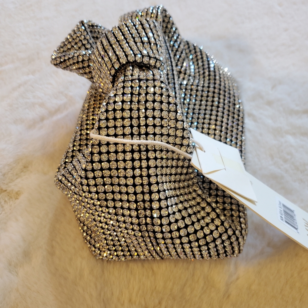 New Madison West Crystal Rhinestone Knotted Handle Handbag - Picture 8 of 14